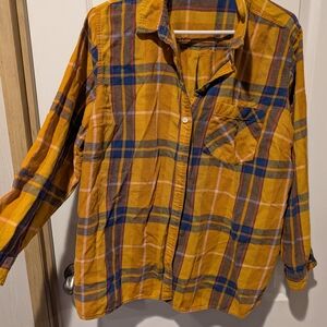 Old Navy Relaxed Plaid Twill Classic Double Button Shirt for Women